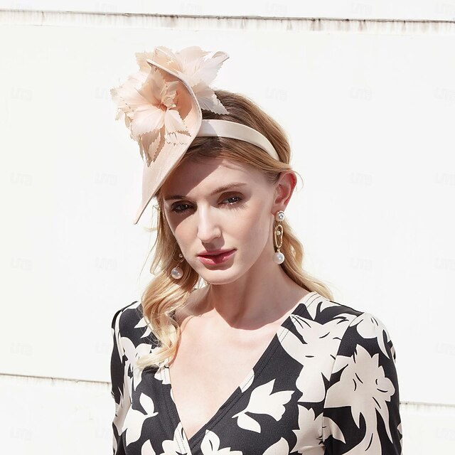 Headbands Fascinators Kentucky Derby Hat Fiber Saucer Hat Top Hat