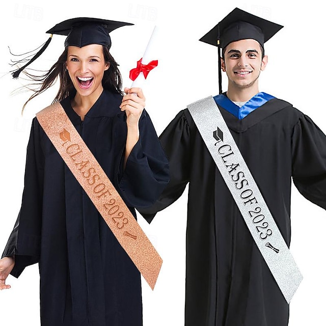  Écharpes de remise de diplôme 2024 en plusieurs couleurs – rubans colorés pour la cérémonie de remise des diplômes, ceinture en satin noir pour la classe 2024, accessoires de remise de diplôme,