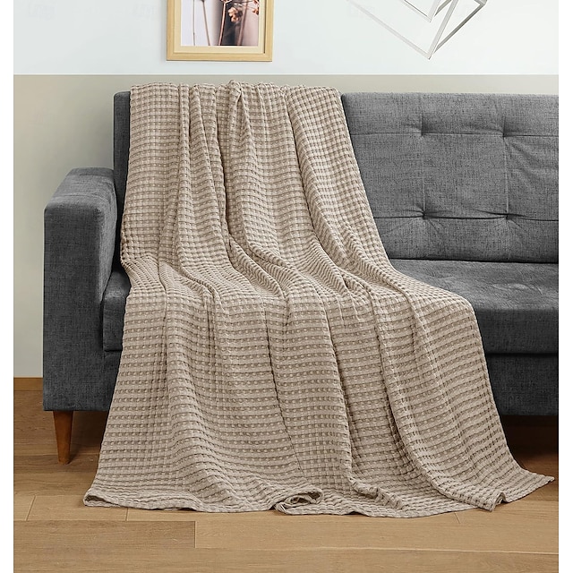  Color sólido 100% de la manta de la toalla de la galleta del algodón para la siesta del descanso del mediodía del hogar de la oficina