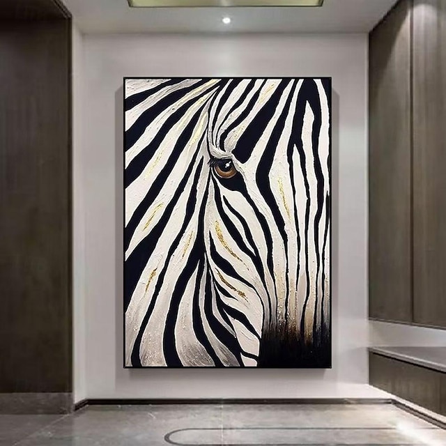  Pintura a óleo artesanal em tela, arte de parede, decoração moderna, animal, zebra, para decoração de casa, rolou, sem moldura, pintura não esticada