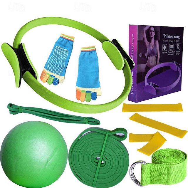  Pilates Circle Ten Piece Yoga Ball Latex Elastic Ring Resistance Belt Stretch Band Yoga Socks Fitness Set