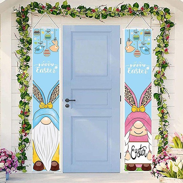  Пасхальный 300d оксфордский тканевый занавес на дверь, баннер - фон для двора, праздничное украшение, идеально подходит для атмосферы пасхальной вечеринки