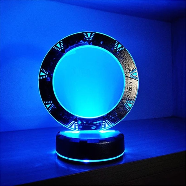  מנורת לילה אטלנטיס סטארגייט יצירתית סטריאוסקופית LED תלת מימדית מנורת לילה בשלט רחוק תאורת שולחן
