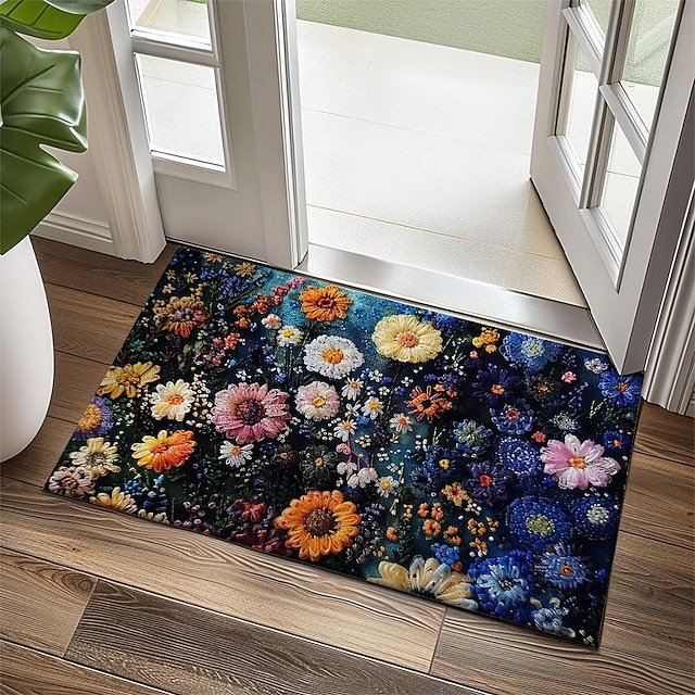  Fußmatte mit kleinen Blumen, waschbare Teppiche, Küchenmatte, rutschfester, ölbeständiger Teppich, Innen- und Außenmatte, Schlafzimmer-Dekoration, Badezimmermatte, Eingangsteppich