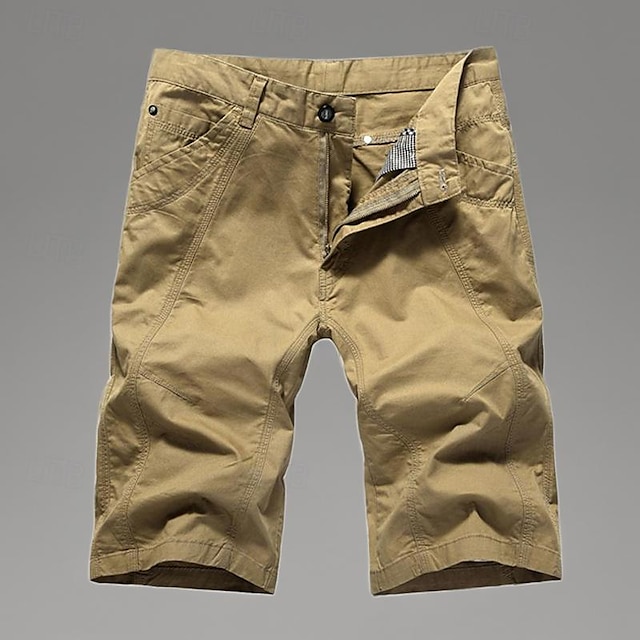  Men's Cargo Shorts Work Shorts Capri Pants Button Multi Pocket Plain Wearable Calf-Length Outdoor Daily Going out Fashion Classic Blue Green