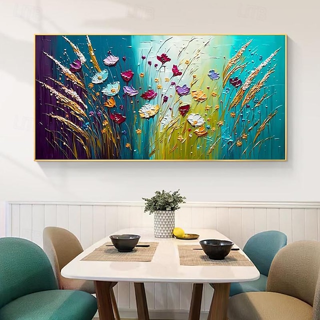  Hand painted Abstract Blooming Flower Oil Painting On Canvas Original Textured Wall Art Handmade Colorful Floral Painting Living room Wall Decor