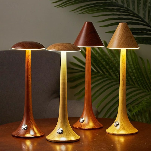  Nueva lámpara de mesa led retro, barra táctil de imitación de madera, personalidad creativa, lámpara de mesa para restaurante y hotel