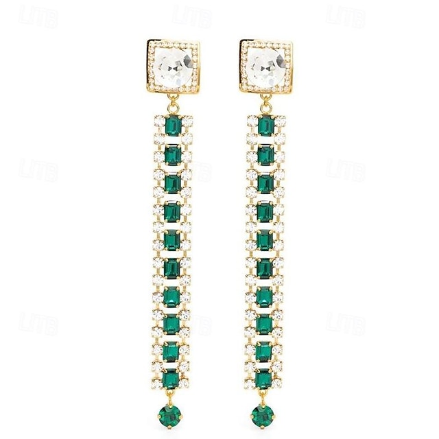  Women's Hoop Earrings Tassel Fringe Precious Elegant Fashion Imitation Diamond Earrings Jewelry Light Green For Wedding Party 1 Pair