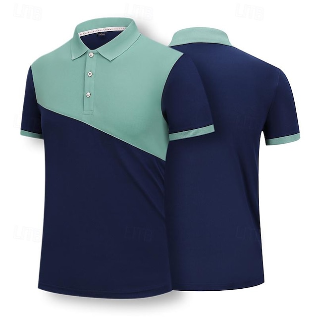 Men's Golf Shirt Golf Polo Casual Sports Lapel Short Sleeve Basic Modern Color Block Patchwork Button Spring & Summer Regular Fit Yellow Red Navy Blue Orange Green Gray Golf Shirt