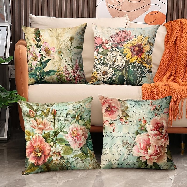  fodera per cuscino in velluto composizione floreale stampa semplice casual quadrato classico cuscini per divano letto soggiorno decorativo 16