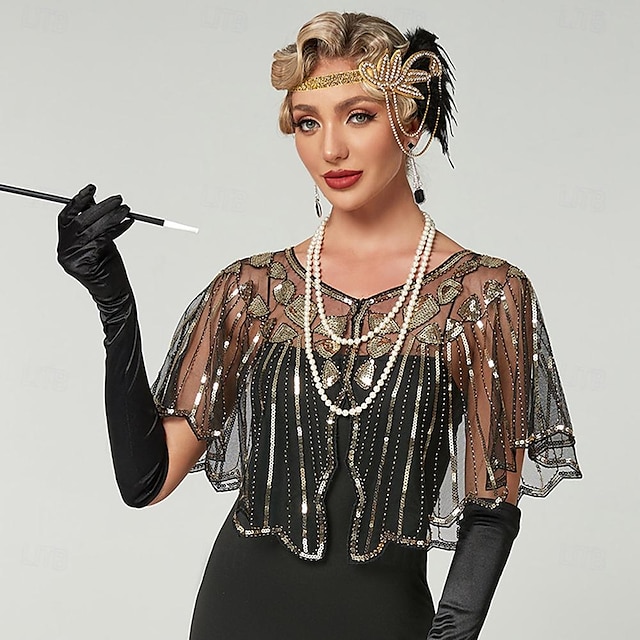  Retro / vintage De livlige 20-årene 1920-tallet Party-kostyme Sjale Den store Gatsby Charleston Dame Paljetter Jul Fest Sjal