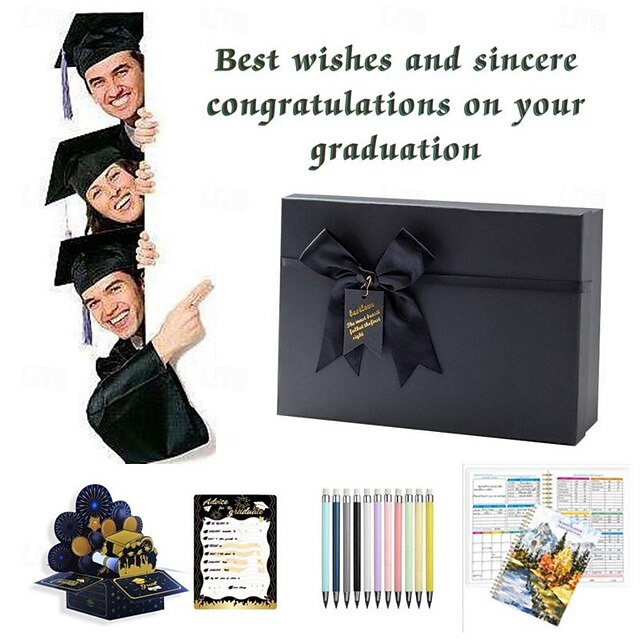  Graduation Season Creative Gift Box Set Includes Greeting Cards, Pens, Budget Planner, and 3D Gift Box for a Thoughtful Celebration