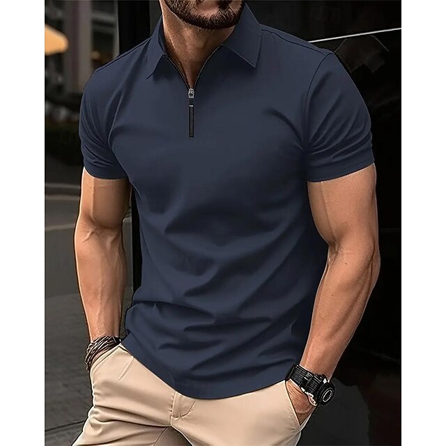 Men's Polo Shirt Golf Shirt Casual Daily Turndown Quarter Zip Short Sleeve main image 1