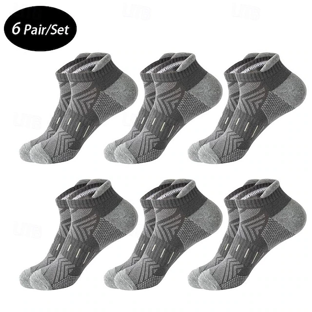 Men's 6 Pack Multi Packs Socks Ankle Socks Low Cut Socks Running Socks Casual Socks Black White Color Color Block Sports & Outdoor Casual Daily Basic Medium Spring Fall Fashion 12