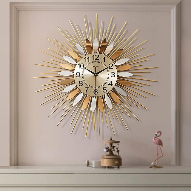  Large Wall Clock Metal Decorative 58cm Tarburst Wall Clock, Modern Silent Wall Clock, Mid-Century Instruments Satellite Metal Wall Clock, Large Starburst Decoration for Home, Kitchen