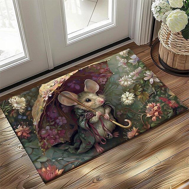 Rat Shaped Rug Small Rat Umbrella Doormat Floor Mats Washable Rugs Kitchen Mat Non ...
