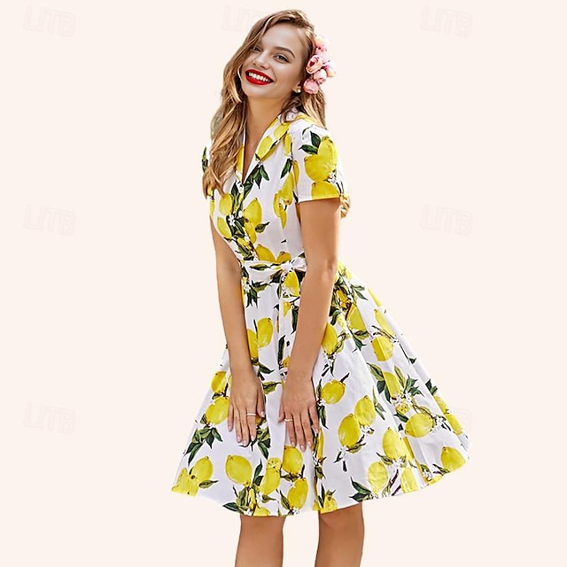  Retro Vintage 1950s Dress Swing Dress Flare Dress Women's Masquerade Homecoming Tea Party Casual Daily Dress