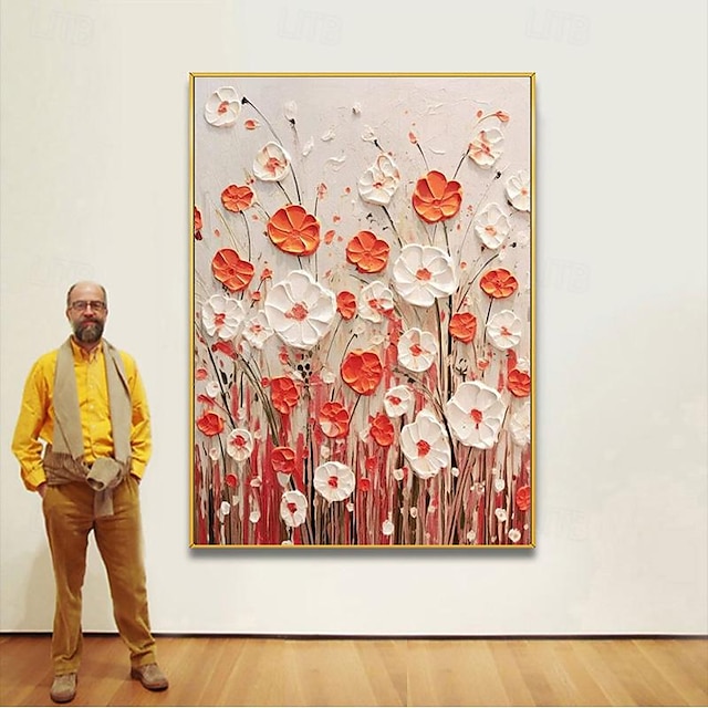  ručně malované 3d růžové abstraktní kvetoucí květina olejomalba na plátně dárek obývací stěna umění texturované rostliny obrazy