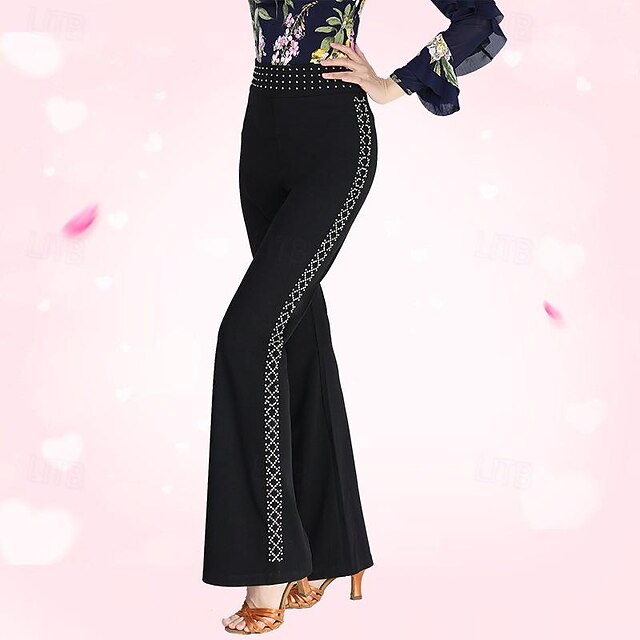 Latin Dance Ballroom Dance Pants Pure Color Splicing Women's Performance Training High Spandex main image 1