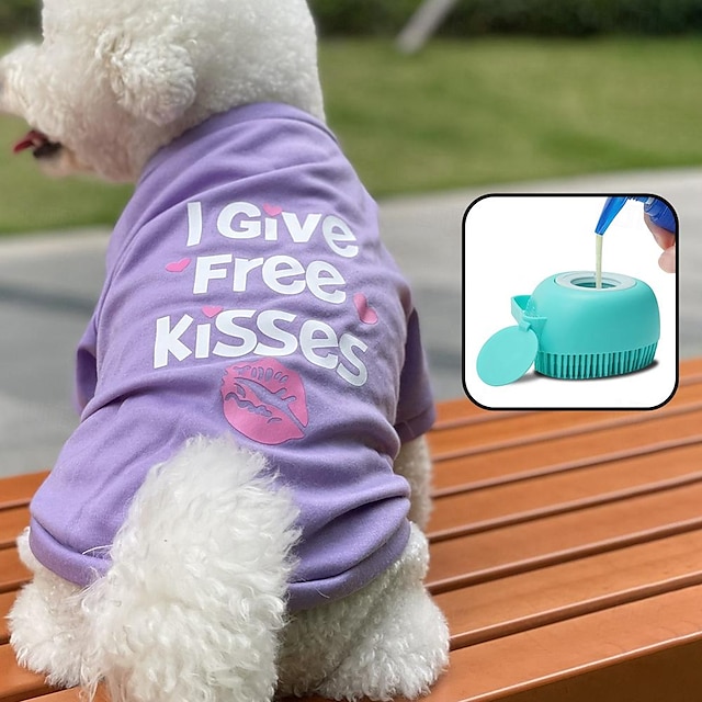  Hemden für Hunde, schlichte Kleidung mit Hundebadebürste, Chol&Vivi hund t-shirt weste weich und dünn 1 stücke kleidung shirts fit
