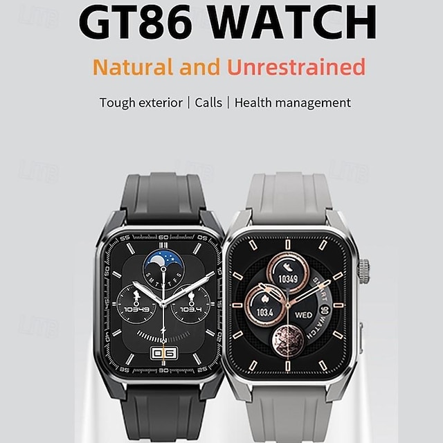  GT86 Εξυπνο ρολόι 1.96 inch Έξυπνο ρολόι Bluetooth Βηματόμετρο Υπενθύμιση Κλήσης Παρακολούθηση Φυσικής Κατάστασης Συμβατό με Android iOS Γυναικεία Άντρες Μεγάλη Αναμονή Κλήσεις Hands-Free Αδιάβροχη