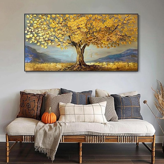  Modern Autumn Handpainted Decor Art Abstract Landscape Plant Painting Original Living Room Chic Bedroom Wall Decor Impressionist No Frame