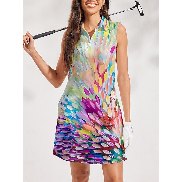  Dame golf kjole Gul Uden ærmer Dame golf påklædning Tøj Outfits Bær tøj