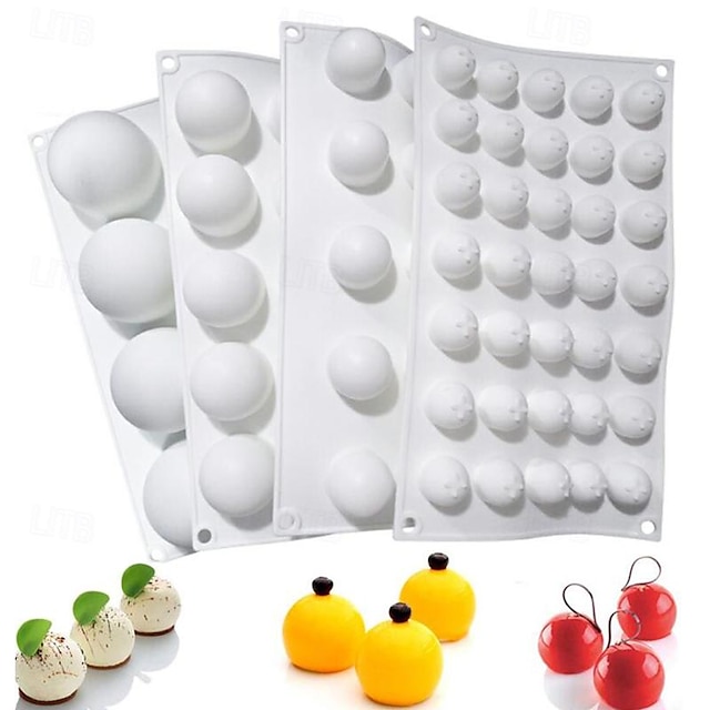  1 Piece Silicone Ball Cake Mold 3D Sphere Candy Truffle Baking Tray Chocolate Mould Ice Jelly Pop Maker 8-Cavity 15-Cavity 35-Cavity