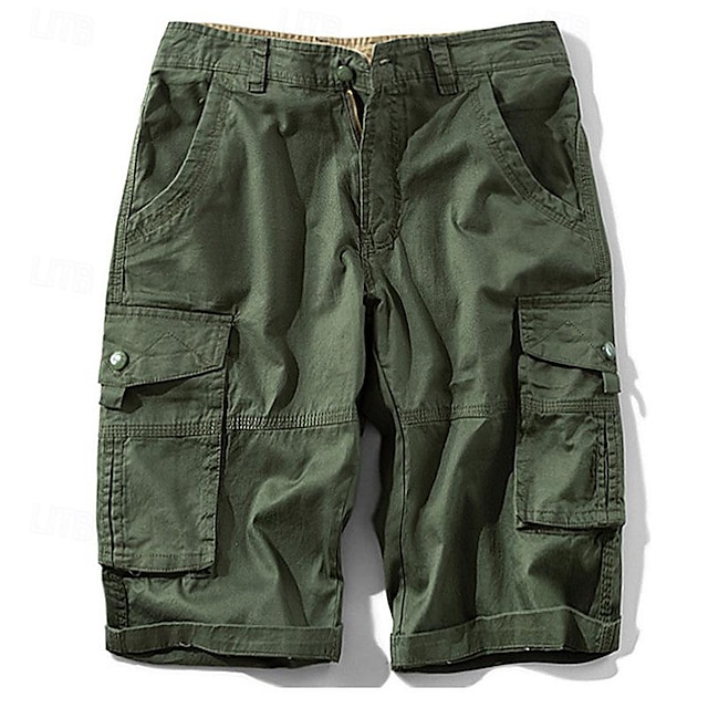  Men's Tactical Shorts Cargo Shorts Shorts Button Multi Pocket Plain Wearable Short Outdoor Daily Going out Fashion Classic Army Green Khaki