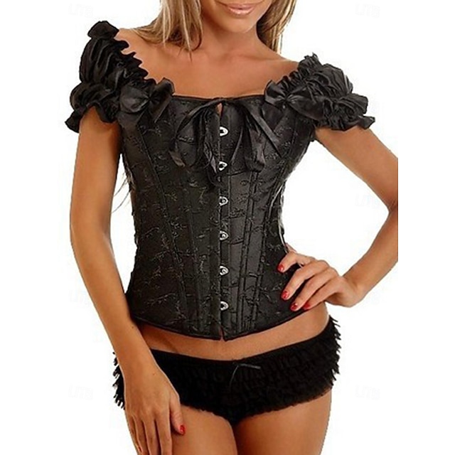  Rokokoo Punk & goottilainen Keskiaika Alusvaatteet Underbust-korsetti Bustier Naisten Halloween Karnevaali Naamiaiset Häät Häävieras Venetsian karnevaali Aikuisten Korsetti