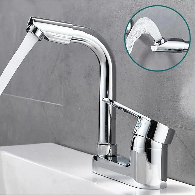  Lavandino rubinetto del bagno - Pezzo unico Galvanizzato Installazione centrale Una manopola Un foroBath Taps
