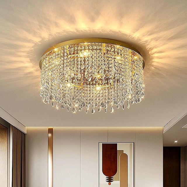  Gold Luxury LED Ceiling Chandeliers Compatible with Living Room Modern Crystal Hanging Lamp Compatible with Ceiling Home Decor,Ceiling Lighting