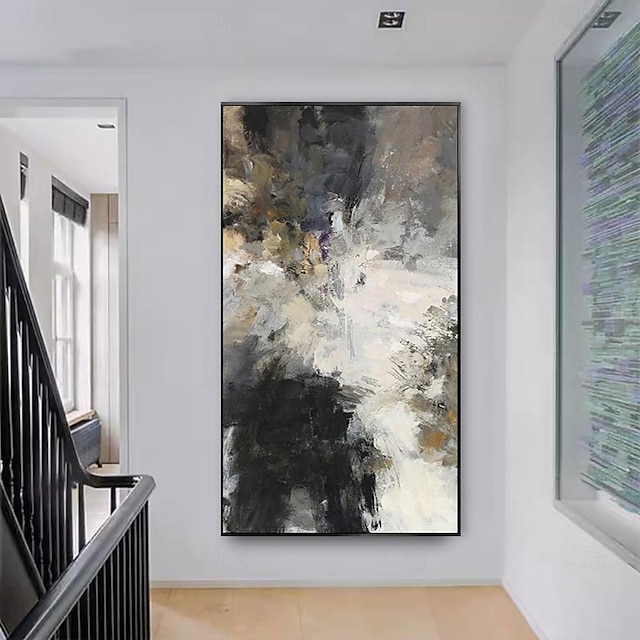  peinture à l'huile faite à la main toile mur art décoration moderne abstrait noir et blanc pour la décoration intérieure roulé sans cadre peinture non étirée