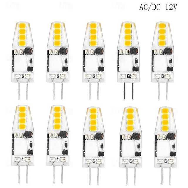  10 kpl g4 led-lamppu 2w ei välkkymistä ac/dc 12v 2835smd kirkas silikonilamppu 8led lämmin valkoinen 360 asteen kulmassa oleva led-valo riippuvalaistukseen