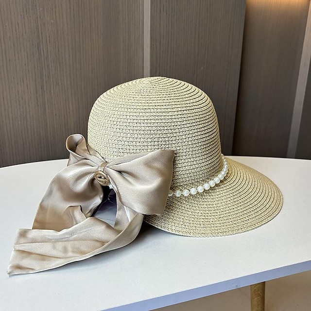  Klobouky Doplňky do vlasů akryl / bavlna Sláma Kbelík Slamák Sluneční klobouk Ležérní Dovolená Elegantní retro S Peří Mašle Přílba Pokrývky Hlavy