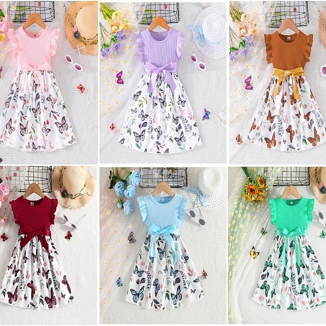  lasten tyttöjen mekko graafinen hihaton juhla ulkona rento muoti päivittäin rento polyesteri kesä kevät 2-12 vuotta