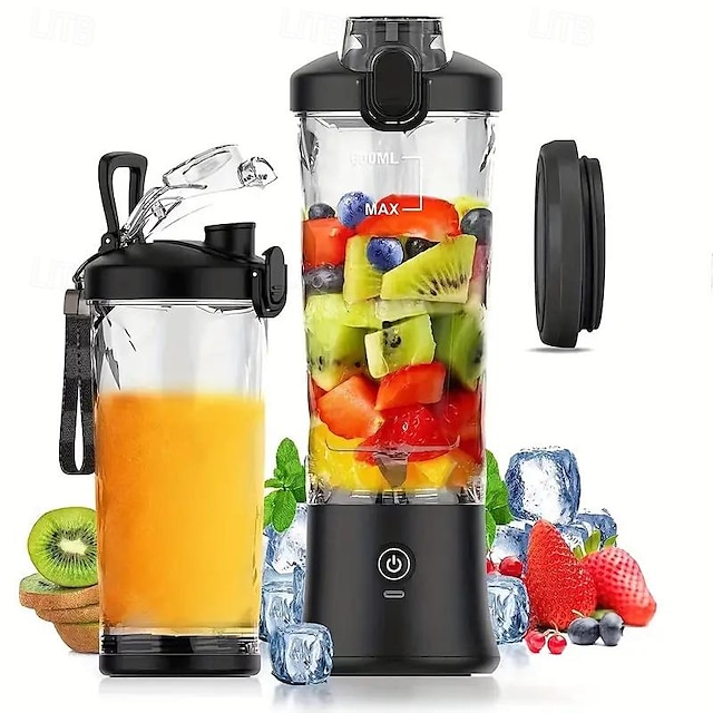  600ml Versatile Portable Blender USB Rechargeable Ice CrushingPower Ideal for Smoothies & Shakes  Perfect Kitchen Gadget for On.the-Go Lifestyles
