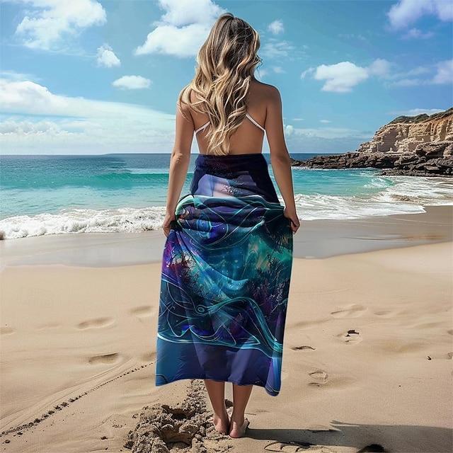  badehåndklæde sommer strandtæpper 100% mikrofiber magic wonderland serie bløde åndbare behagelige tæpper