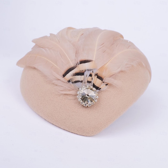  ファッション レトロ ウール / フェザー付き人工羽毛帽子 / トリム 1個 パーティー / イブニング / ホリデー用かぶと