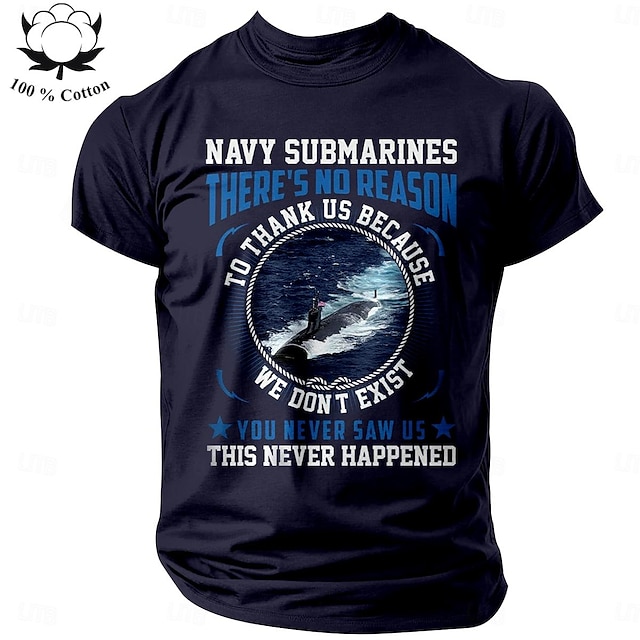  Navy Submarines Men's Graphic 100% Cotton Shirt Vintage Shirt Short Sleeve Comfortable Tee Summer Fashion Designer Clothing