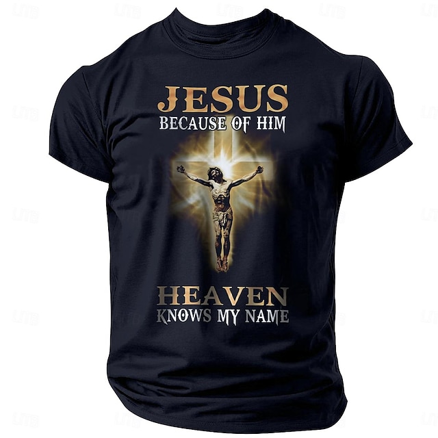  cross jesus heaven herre grafisk 100% bomull skjorte vintage skjorte kortermet komfortabel t-skjorte sommer motedesigner klær
