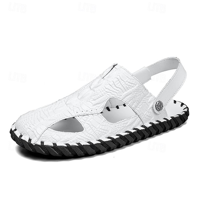  Bărbați Sandale Retro Plimbare Casual Zilnic Piele Comfortabil Cizme / Cizme la Gleznă Loafer Negru Alb Primăvară Toamnă