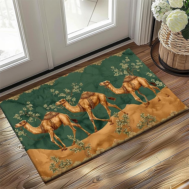  vintage kamel dyr dørmatte kjøkkenmatte gulvmatte sklisikre teppe oljetett teppe innendørs utendørs matte soverom dekor baderomsmatte inngang entré teppe