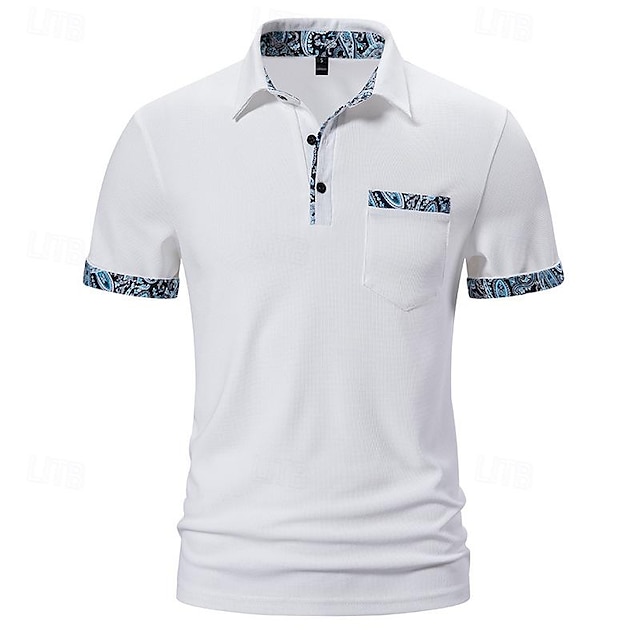 Men's Golf Shirt Golf Polo Work Casual Lapel Short Sleeve Basic Modern ...