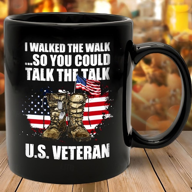  Kaffeetasse mit 3D-Druck für den Veteranentag, schwarze Tasse zum Unabhängigkeitstag, schwarze Tasse für den Gedenktag/den vierten Juli