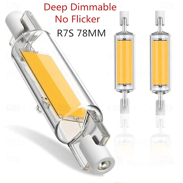  R7s LED Bulb Deep Dimmable No Flicker Glass Tube COB Bulb 78MM High Power R7S Corn Lamp J78 Replace Halogen Light 220V Lampshades
