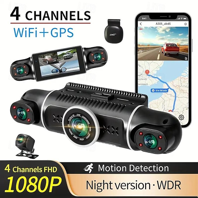  3.04 hd hd carlog תומך בחיבור wifi עם טלפון סלולרי תומך בהפעלת רצועת gps תומך בהקלטת לולאה תמונה הפוכה wdr מצלמת רכב עם חיישן g