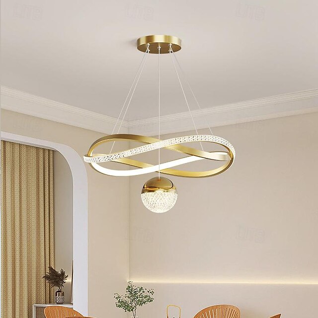  moderne krystall LED lysekrone for stue spisestue soverom hjem utskiftelig gull sirkel ring hengende pendel lys