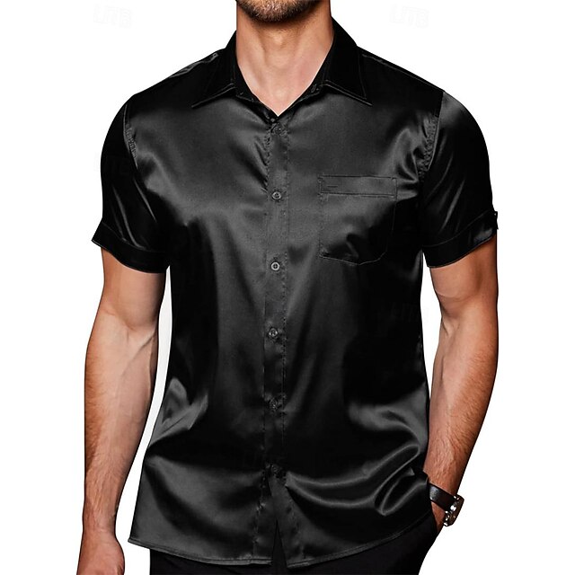 Men's Shirt Button Up Shirt Casual Shirt Summer Shirt Black White Blue ...