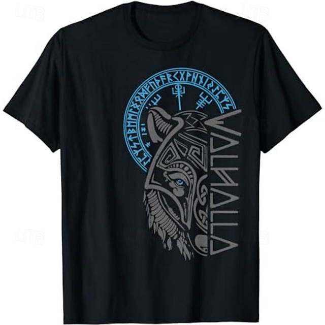 Wolf Viking Tattoo T-shirt Pattern Graphic T-shirt For Men's Adults' Hot Stamping Casual Daily